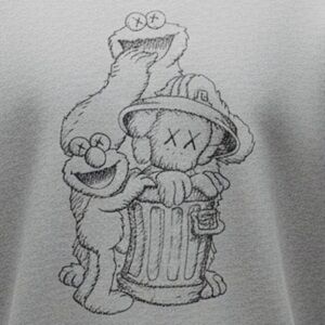 Limited Edition Uniqlo KAWS Sesame Street Unisex Grey Graphic Sweatshirt